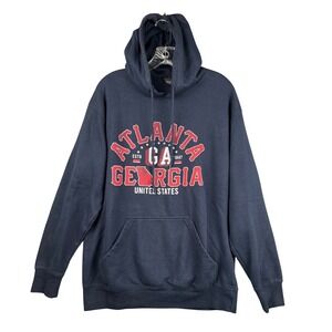 Atlanta Georgia Pullover Hoodie Sweatshirt Medium Red Gray USA